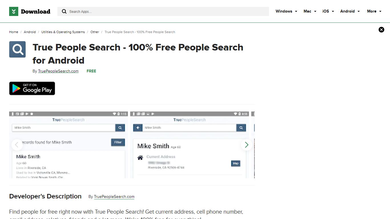 True People Search - 100% Free People Search - Download.com